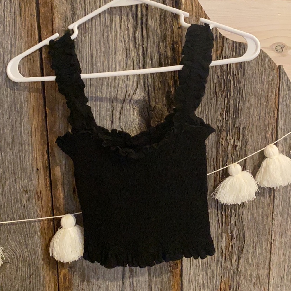 Black Ruffle Sleeve Top - Picture 3 of 3